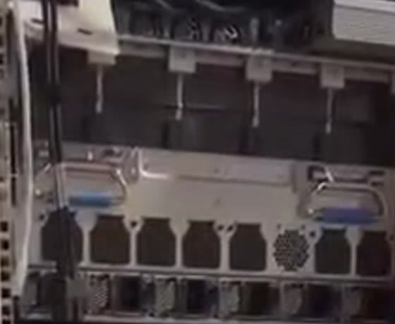 Server tray handles and fan modules in the supplied A100 rack video